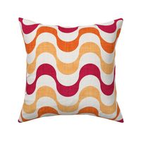 Normal scale // Groovy waves // carmine red orange and beige horizontal wavy retro stripes