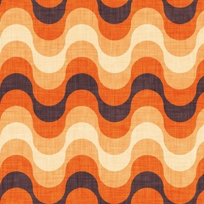 Normal scale // Groovy waves // jon brown orange and ivory horizontal wavy retro stripes