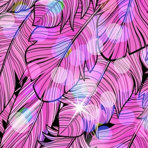 Glam Feather Boa Pink Large- Disco Revival Party- Fluffy Feathers- Elton John- Harry Styles- Carnival- Mardi Gras Celebration- Luxurious Monochrome Wallpaper
