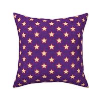 Small scale // Groovy stars // violet textured background ivory stitched stars cardinal red outlined