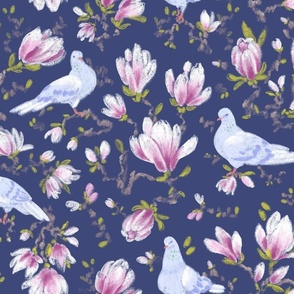 Magnolia & Doves | Navy Blue