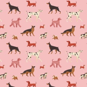 Cute dog breeds pattern