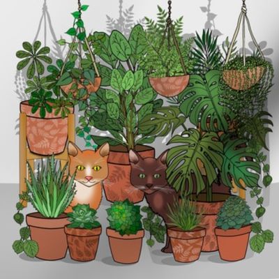 Cats in an Indoor Garden tile 