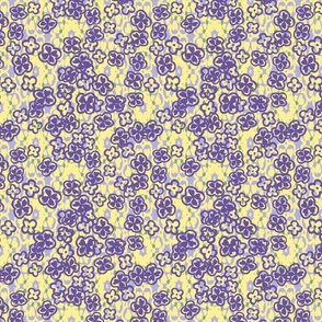 ditsy purple flowers on yellow by rysunki_malunki