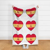 Spanish flag hearts on white