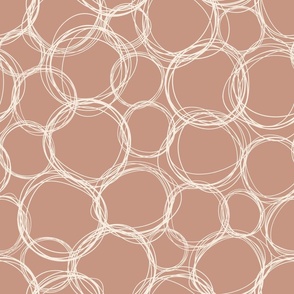 Circles, abstract print, dusty rose background