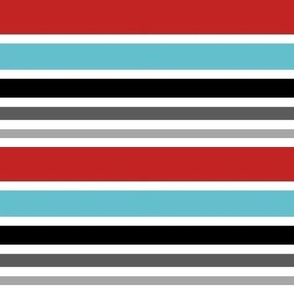 Red Turquoise Stacked Stripes Pattern - RTTP