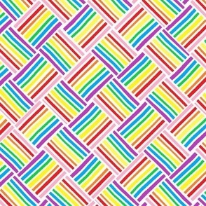 Rainbow Basket Weave Sideways White 