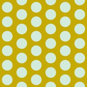 2" dots: aqua on mustard