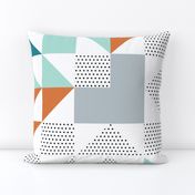 puzzle wholecloth: teal + aqua + citron + orange + gray