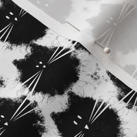 small scale cats - fluffer cat black and white - fluffy cats - cat fabric