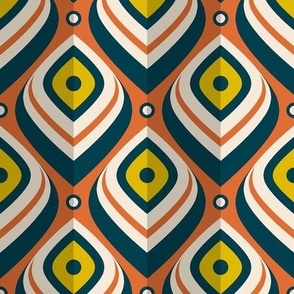 Retro 70s Shapes for Home Decor on Orange / Large Scale