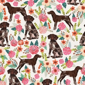 LARGE German Shorthair Pointer floral dog breed fabric cream