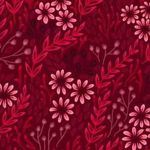 Lazy Daisies // large scale // 22" // red background