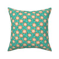 Climbing Flowers V6: Modern Abstract Medium Flower Power in Mint and Peach - Small
