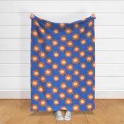 Climbing Flowers V3: Abstract Retro Floral Flower Power in Blue and Orange - Large