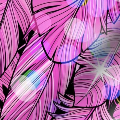 Glam Feather Boa Pink Medium- Disco Revival Party- Fluffy Feathers- Elton John- Harry Styles- Carnival- Mardi Gras Celebration- Luxurious Monochrome Wallpaper