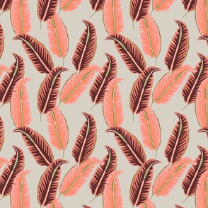 Vintage inspired leaves flamingos contrast grey