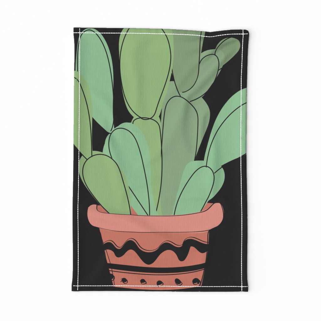 Potted Prickly Pear Cactus - 27x18 Wall Art Portrait