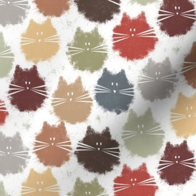small scale cats - fluffer cat earthy - fluffy cats - cat fabric