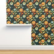 1970s flowers - retro vintage floral - retro wallpaper and fabric
