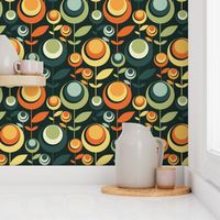 1970s flowers - retro vintage floral - retro wallpaper and fabric