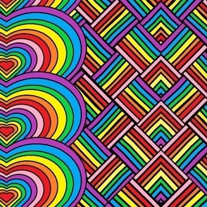 Twin Heart Ribbons Rainbow Weave