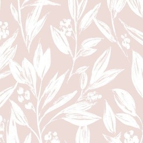 Botanical print, bright, white and pink