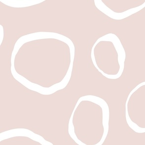 Abstract print, oval shapes, white and pink