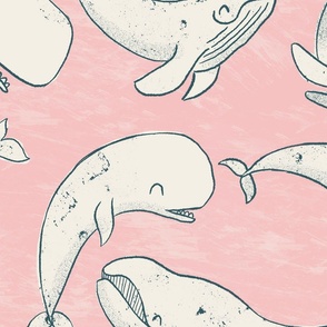 Jumbo // Frolicking Whales // Pink 