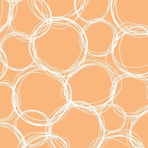Hand drawn circles, abstract, pastel orange