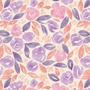 Painterly Floral | Pink , Coral & Purple