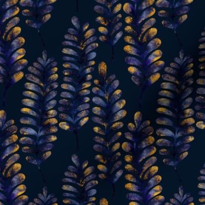 Metallic Ferns dark blue
