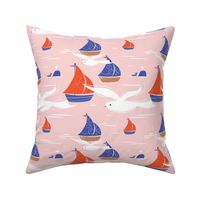 Seagulls & Sailing Boats - Pink