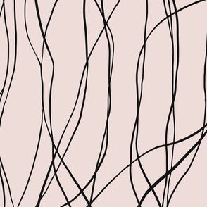 Abstract lines, black and nude pink
