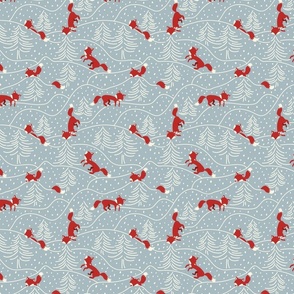 Fox in the snow | Cream on pale grey-blue | Small 