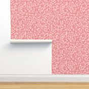 Monochromatic and Victorian style botanical pattern - pink ,coral , light pink