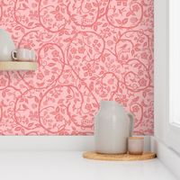 Monochromatic and Victorian style botanical pattern - pink ,coral , light pink