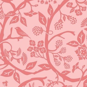 Monochromatic and Victorian style botanical pattern - pink ,coral , light pink