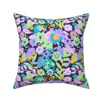 Acid floral Matisse style vibrant flower block