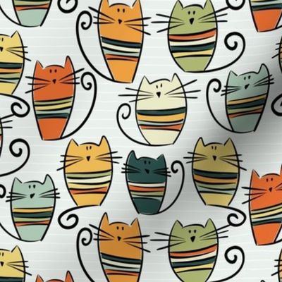 small scale cats - percy cat - funny cute vintage cats - cat fabric