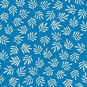 Leafy pattern on blue background