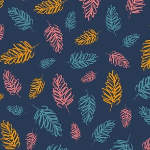 Leaves pattern, hand drawn leafy print