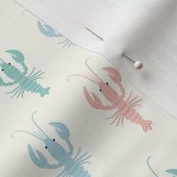 Colorful lobsters or crawfish on light beige. Cute lobster pattern for kids. 