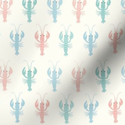 Colorful lobsters or crawfish on light beige. Cute lobster pattern for kids. 