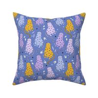 Cool leopards. Wild cats in lavender color palette