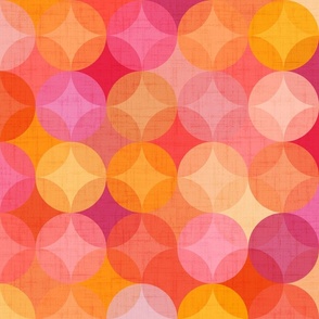 Modern Retro Geometric Pink Orange Large Scale