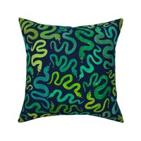 painted snakes - green - medium large scale