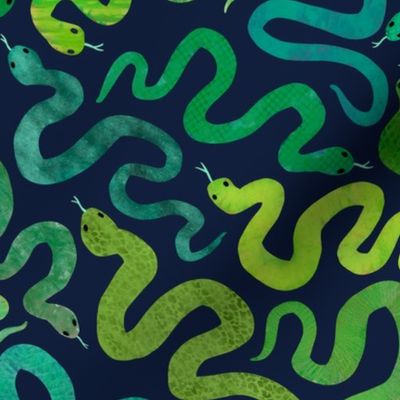 painted snakes - green - medium large scale