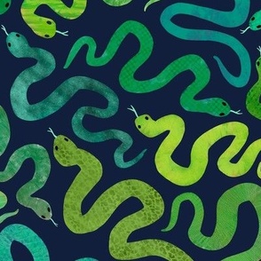 painted snakes - green - medium large scale